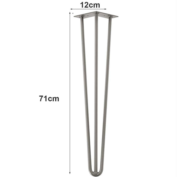 Set 4 Gambe Piedi Tavolo Pranzo Scrivania 71cm Metallo Design Moderno Grigio