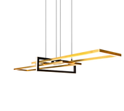 Lampada a sospensione LED, metallo, ottone satinato, 110x150x40 cm, Salinas