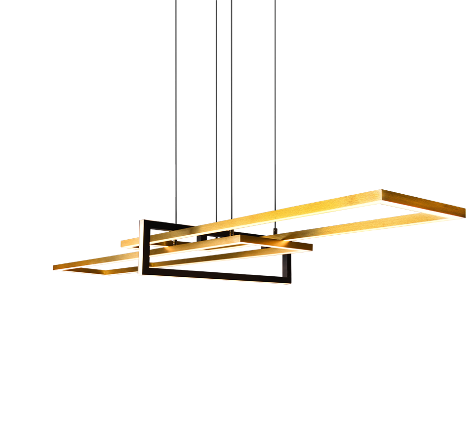 Lampada a sospensione LED, metallo, ottone satinato, 110x150x40 cm, Salinas
