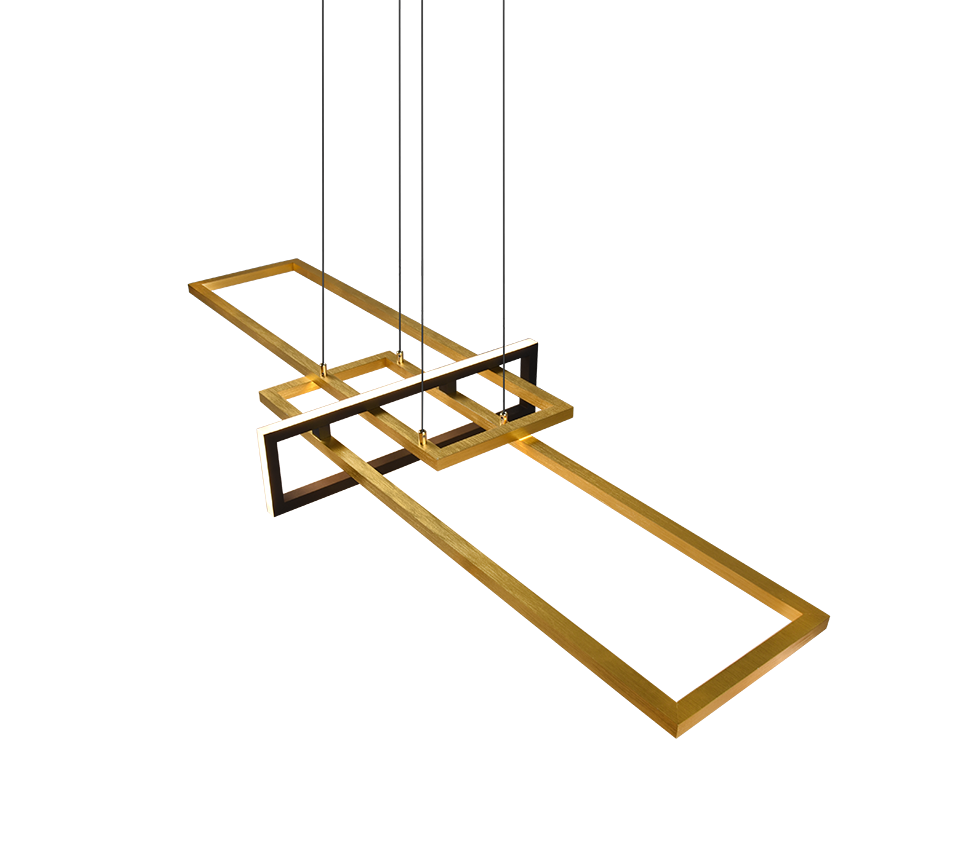 Lampada a sospensione LED, metallo, ottone satinato, 110x150x40 cm, Salinas