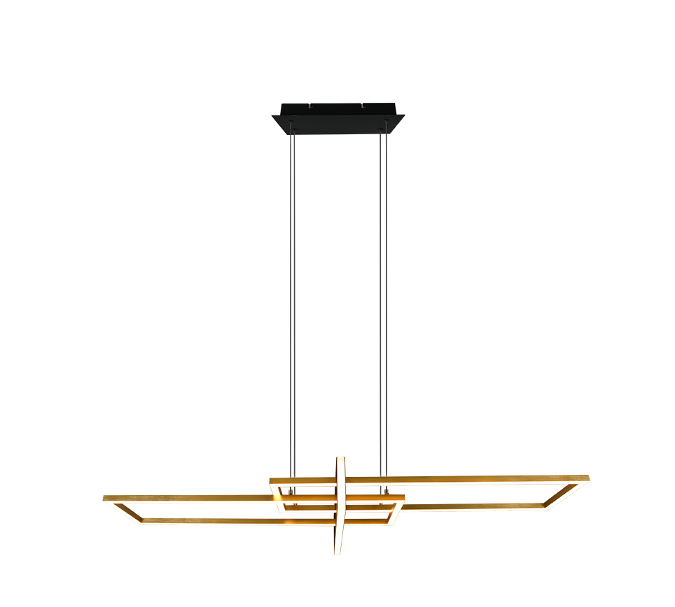 Lampada a sospensione LED, metallo, ottone satinato, 110x150x40 cm, Salinas