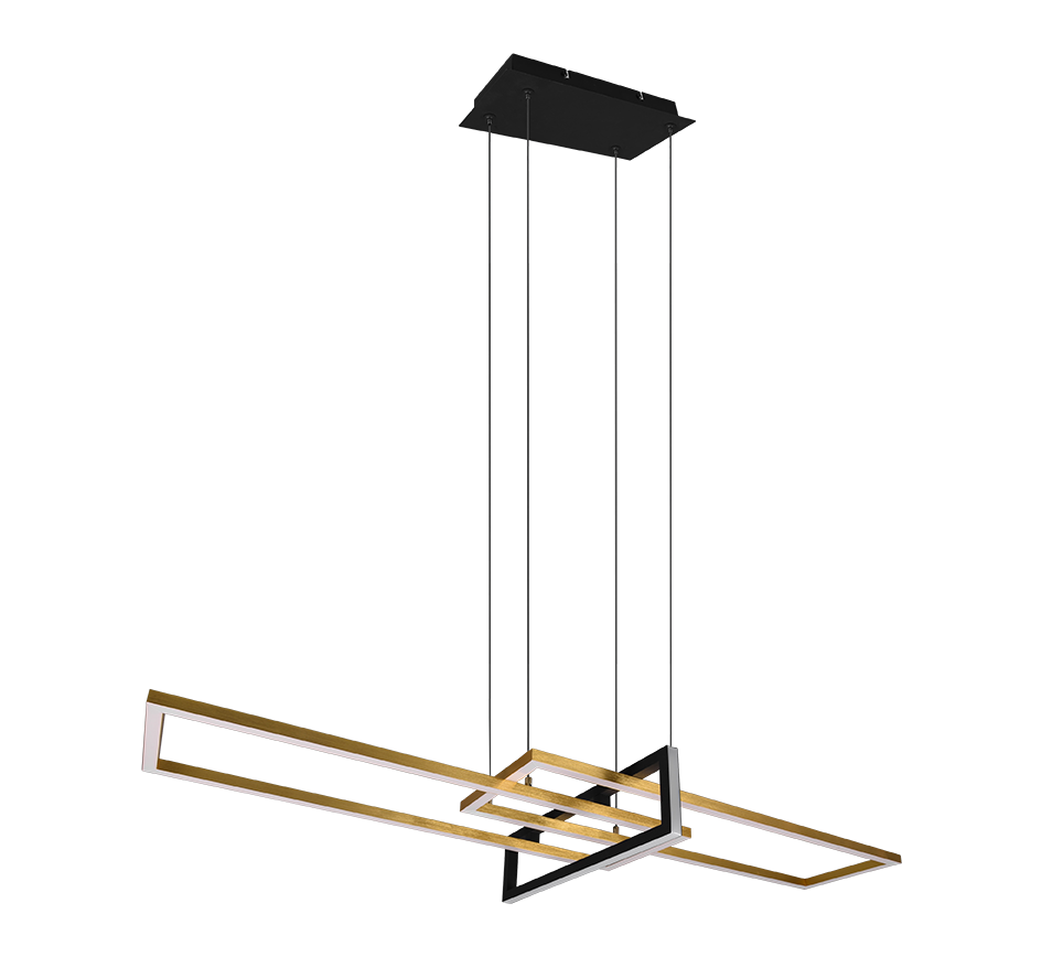 Lampada a sospensione LED, metallo, ottone satinato, 110x150x40 cm, Salinas
