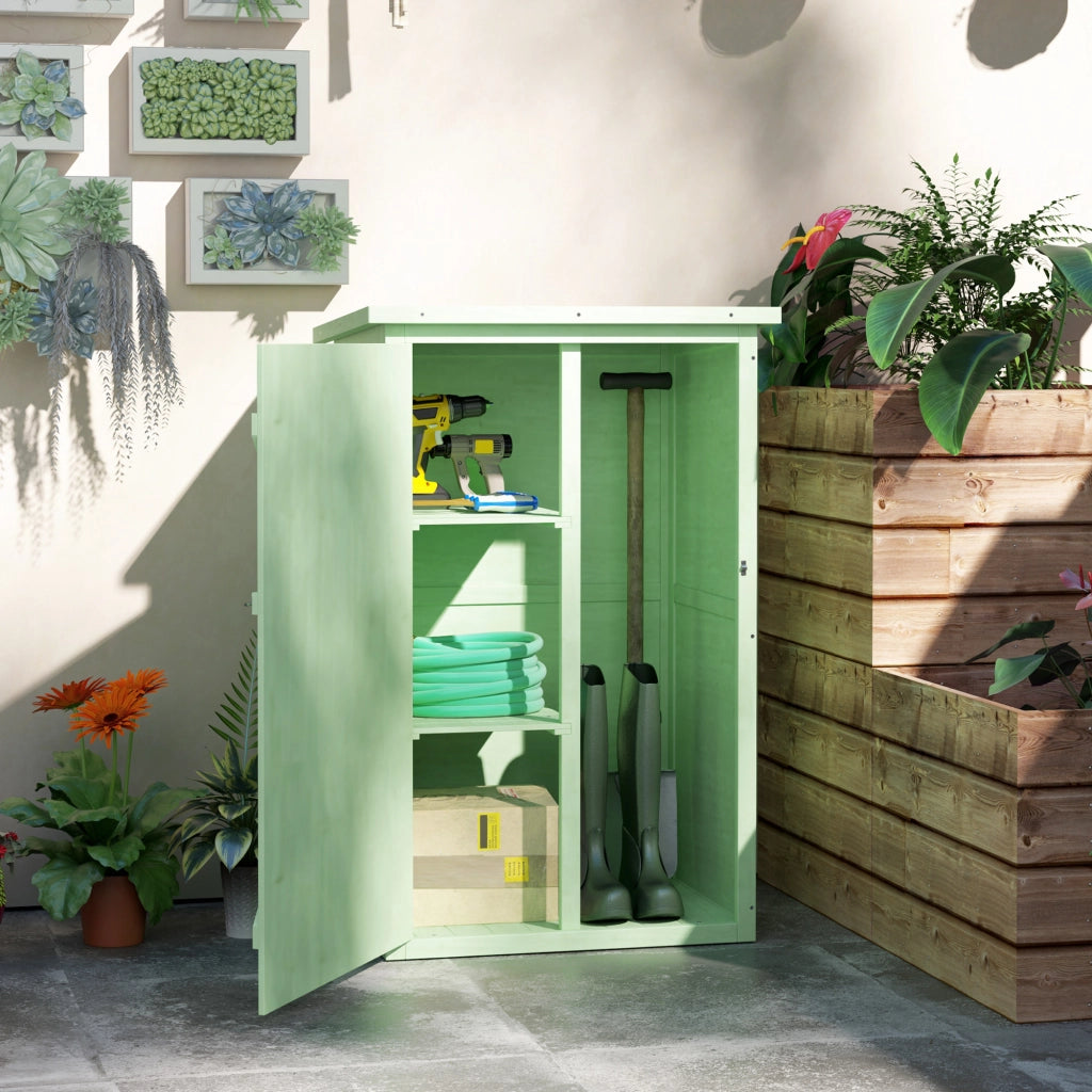 Armadio da Giardino in Legno per Esterno con 2 Ripiani e Copertura ¨C zephmum ¨C Verde 75x56x115 cm