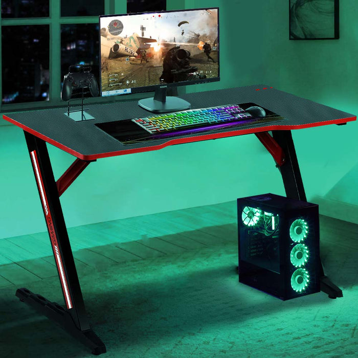 Scrivania Gaming Porta Pc Computer in Metallo e Legno MDF Tappetino Mouse Pad