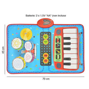 Tappeto Musicale Da Pavimento O Tavolo 70x45cm Music Jam 2in1 Strumenti Musicali