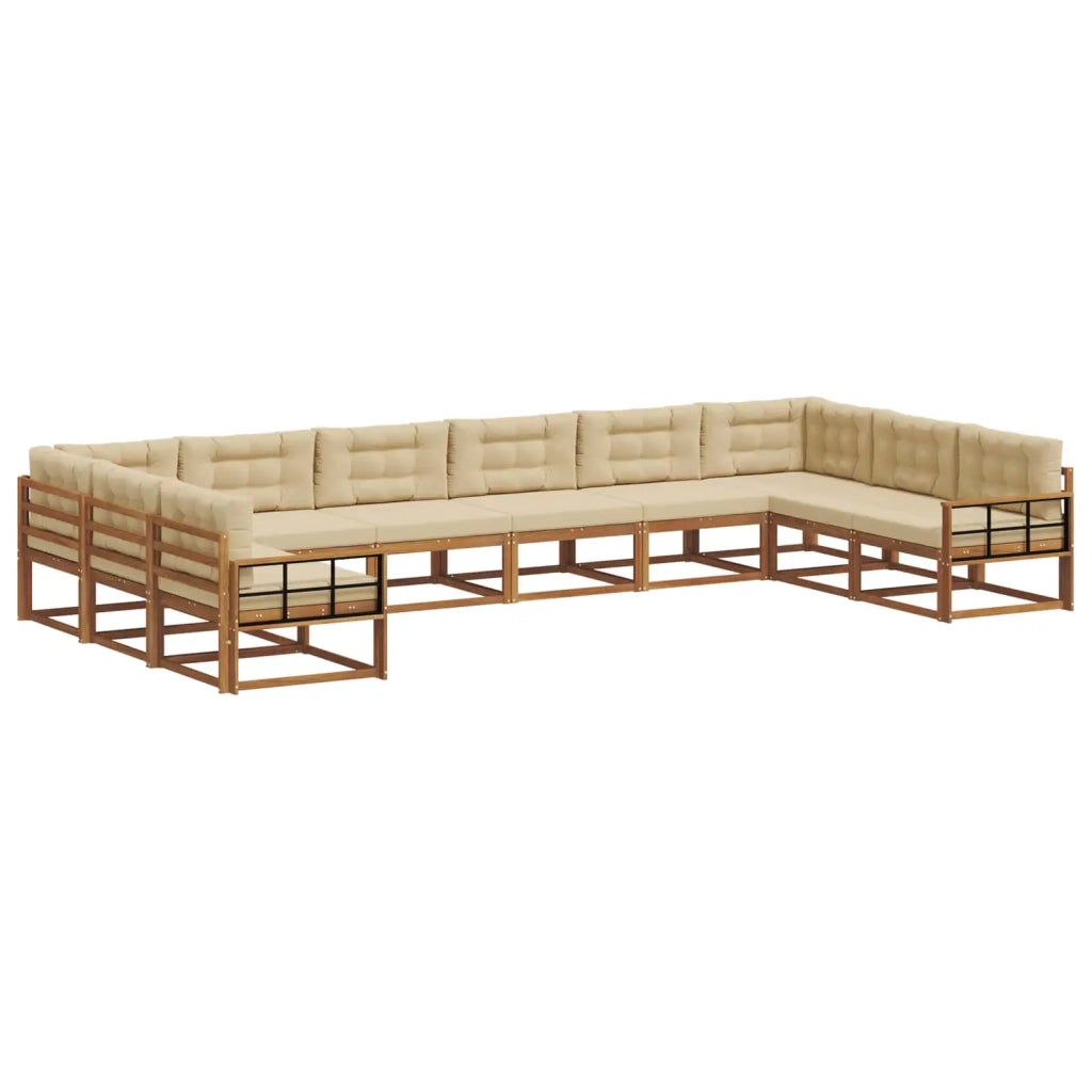 Set di divani da esterno con cuscino 10 pcs Naturale e Beige