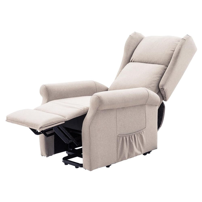 Poltrona Alzapersona Elettrica Motorizzata Reclinabile Tessuto Beige Anziani