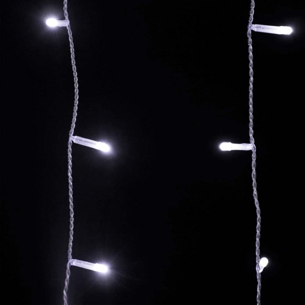 Tenda Luminosa Natalizia 96 LED Luce Bianco Freddo 3 METRI Esterno Luci Cavo 5mt
