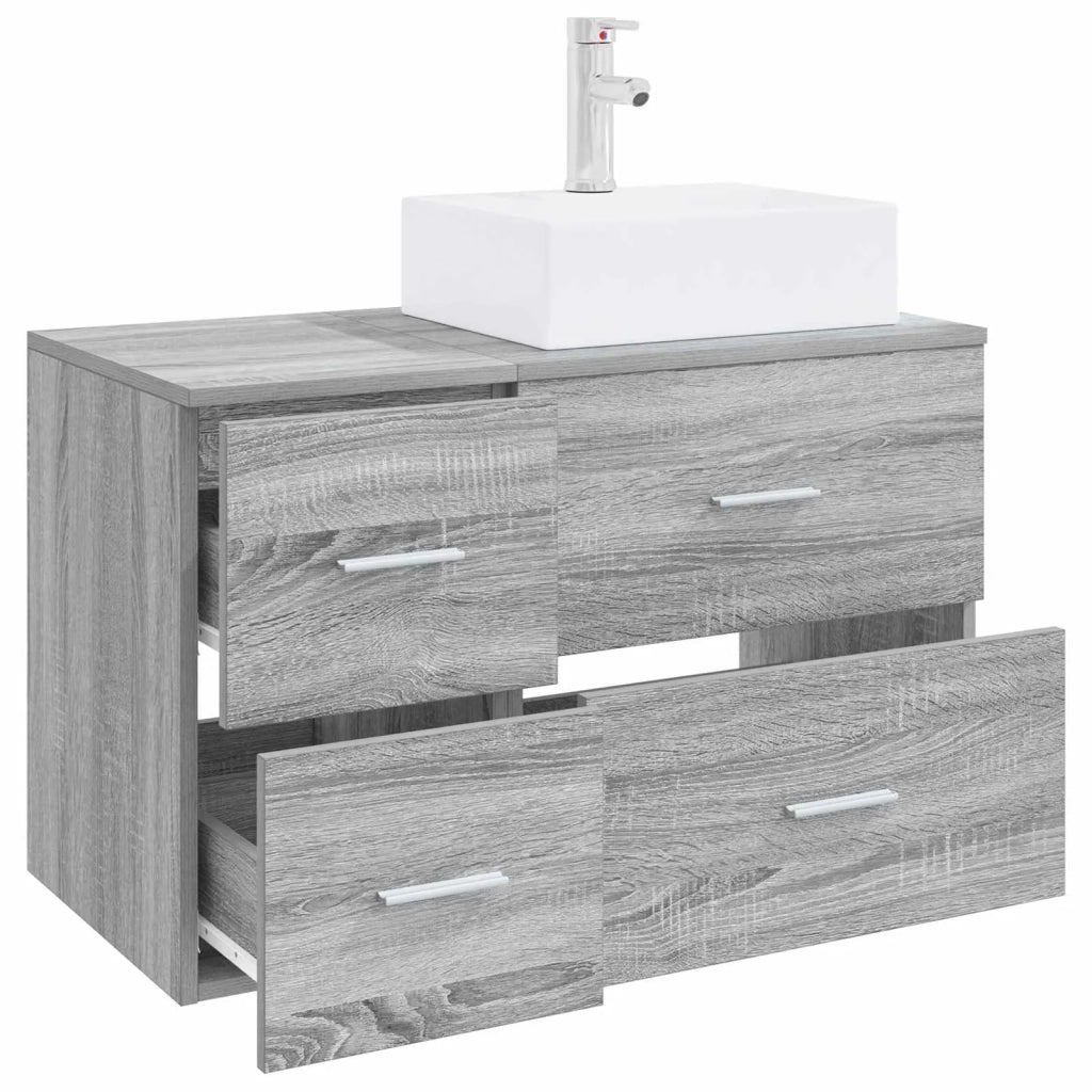 Set di mobili per il bagno 2 pz Sonoma grigio 3403973