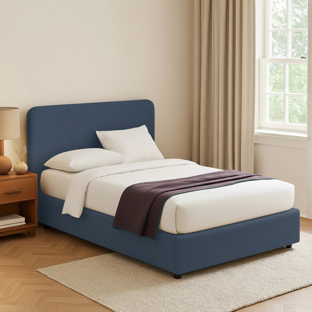 Poole, Letto Piazza e Mezza Sfoderabile Made in Italy, blu