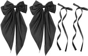 Accessori capelli per donne, 2 pezzi - Decorazione capelli - Tela morbida - Dimensioni 15 x 30 cm - Nero