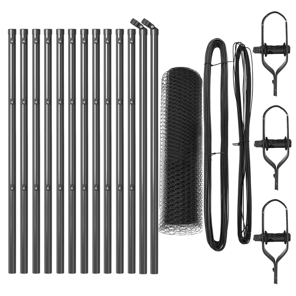 Set di Recinzione Set di 2 Grigio Acciaio Zincato 25 x 0.5 m