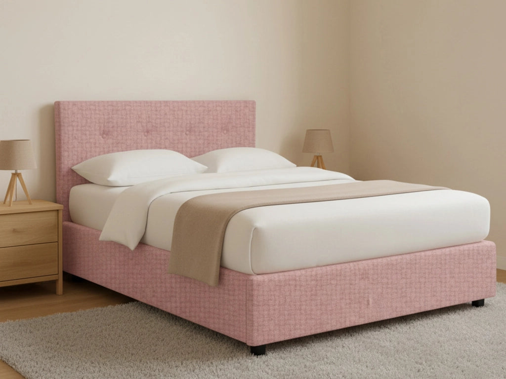 Luton, Letto Piazza e Mezza Sfoderabile Made in Italy, Rosa