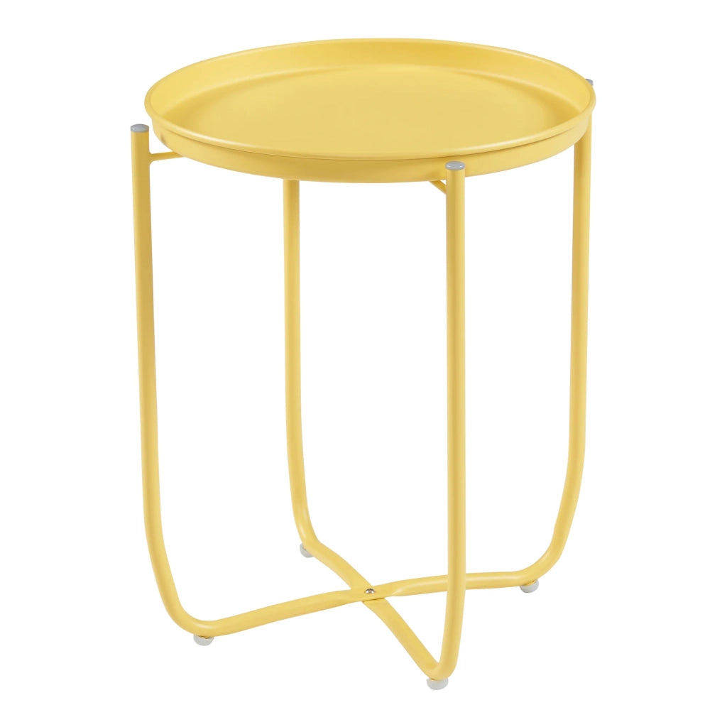 Tavolino da caffè con consolle laterale e piano in acciaio rimovibile 53 x 40 cm giallo 03_0010761
