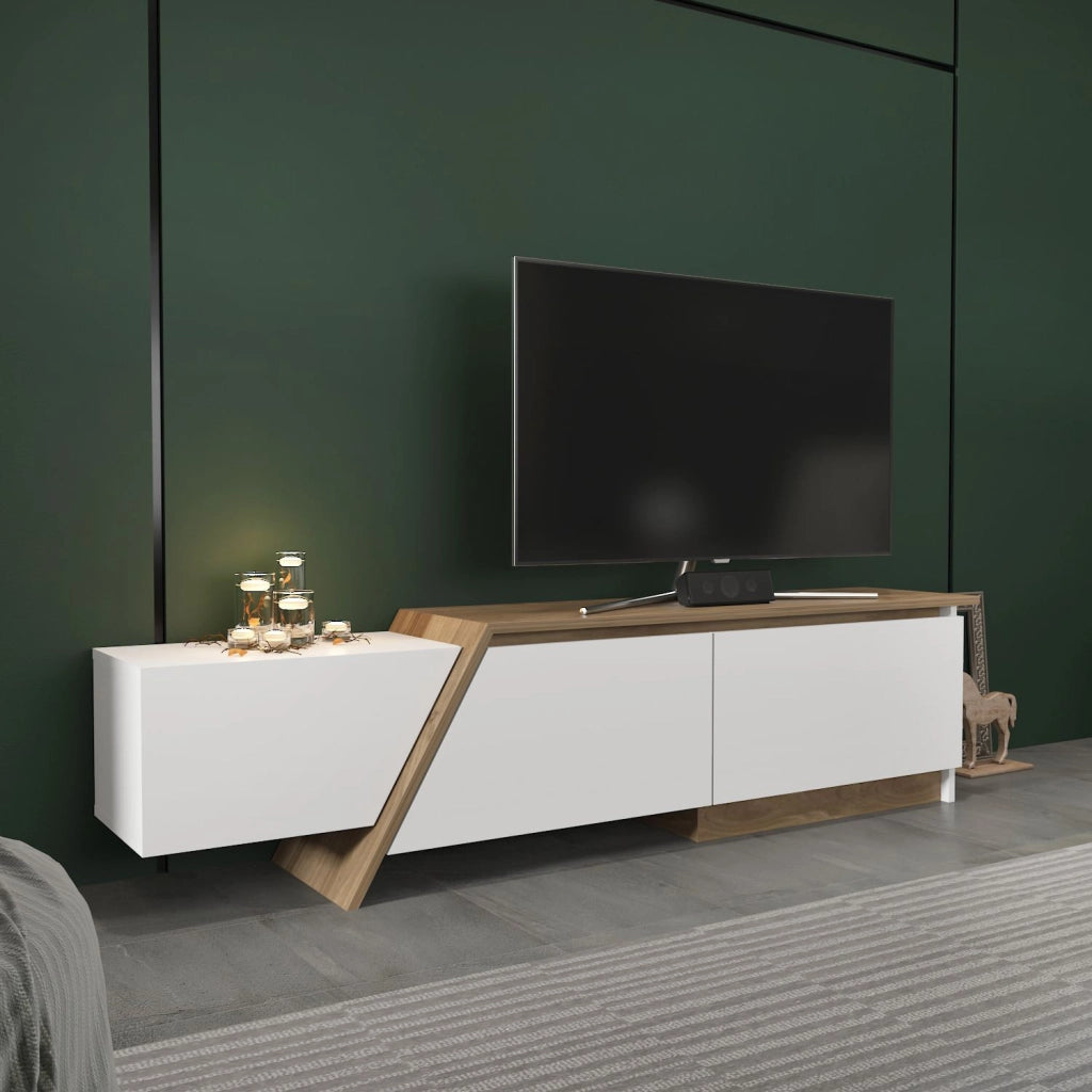 Porta TV in legno "Zonas" - 180 x 35 x 28 cm - Bianco
