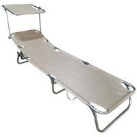 Lettino Prendisole Pieghevole Mare Spiaggia Sdraio con Tettuccio Parasole Beige