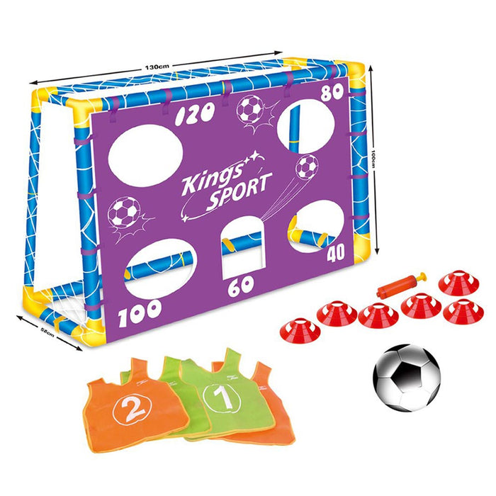 Porta Da Calcio Per Bambini 130 X 100 Cm Con Fori Punteggio 4 Casacche E Pallone