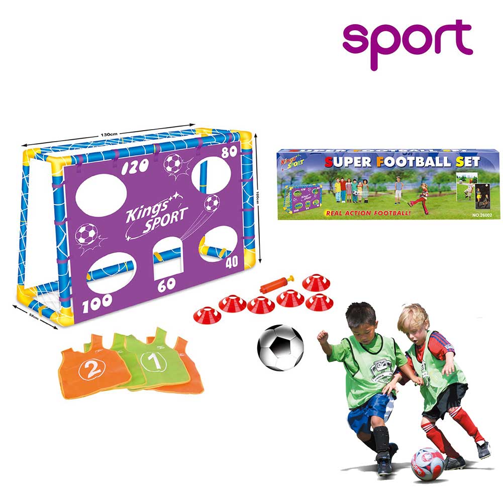 Porta Da Calcio Per Bambini 130 X 100 Cm Con Fori Punteggio 4 Casacche E Pallone