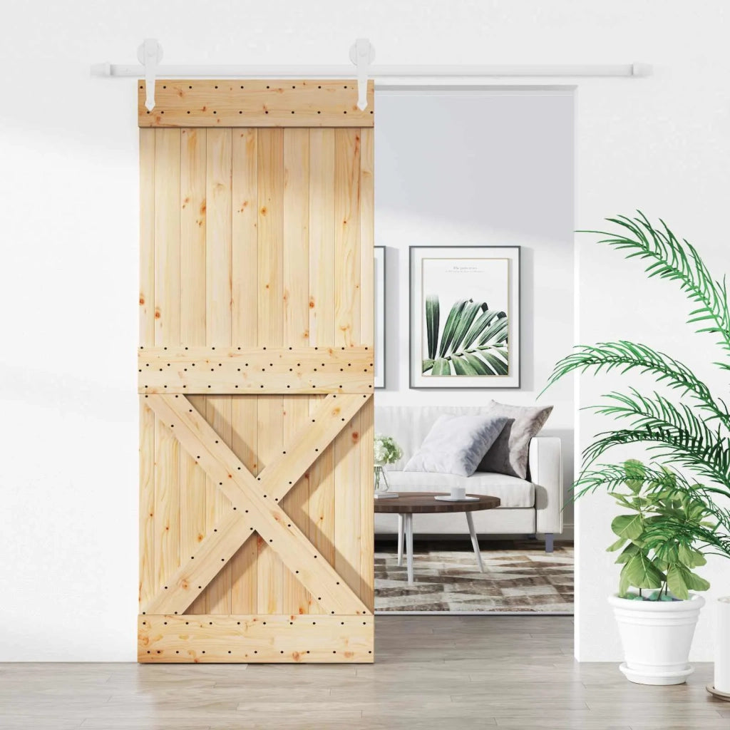 Porta scorrevole Naturale e Bianco 85 x 210 cm 3445190