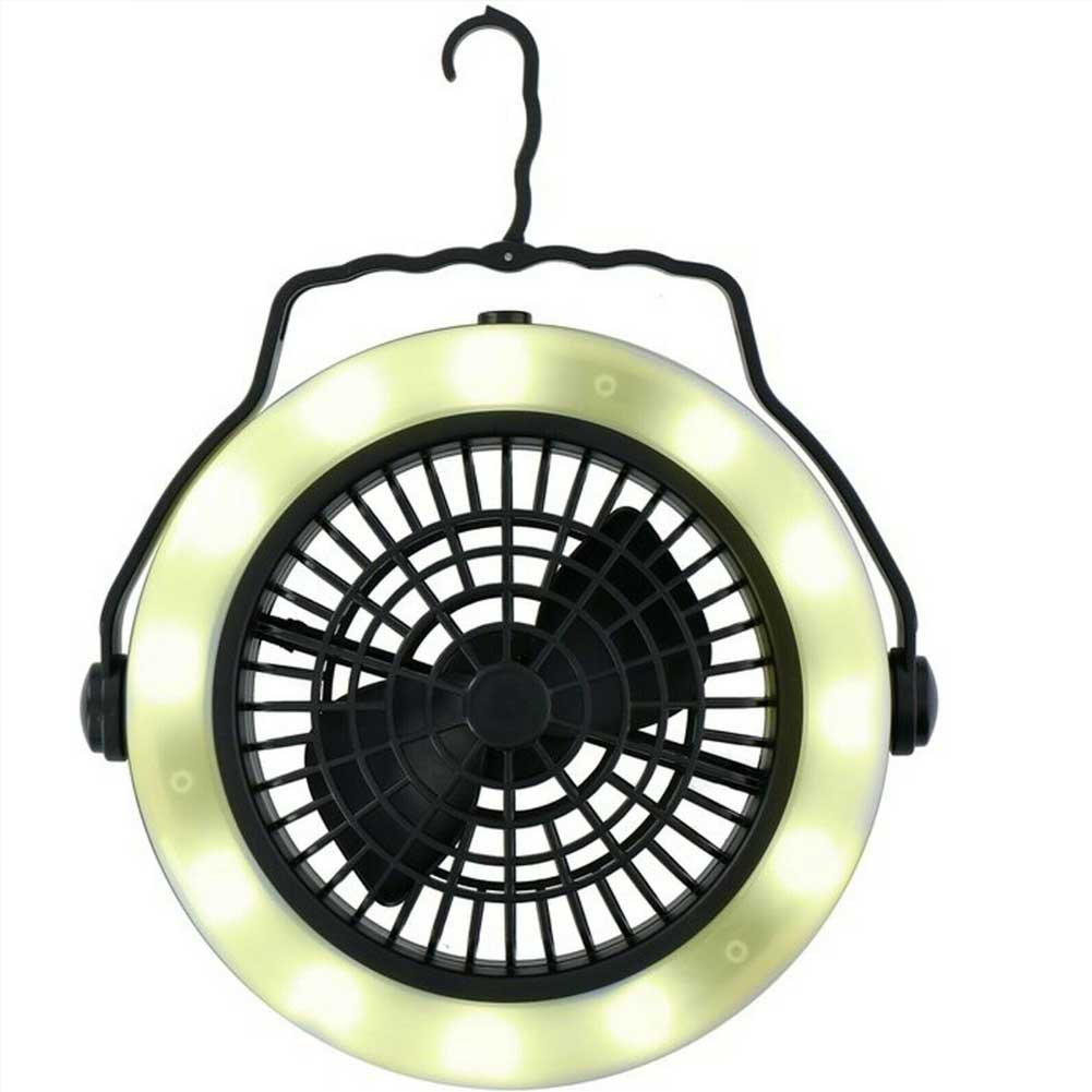 Lampada da Tavolo con Ventilatore Luce 12 LED Campeggio a Batteria Portatile