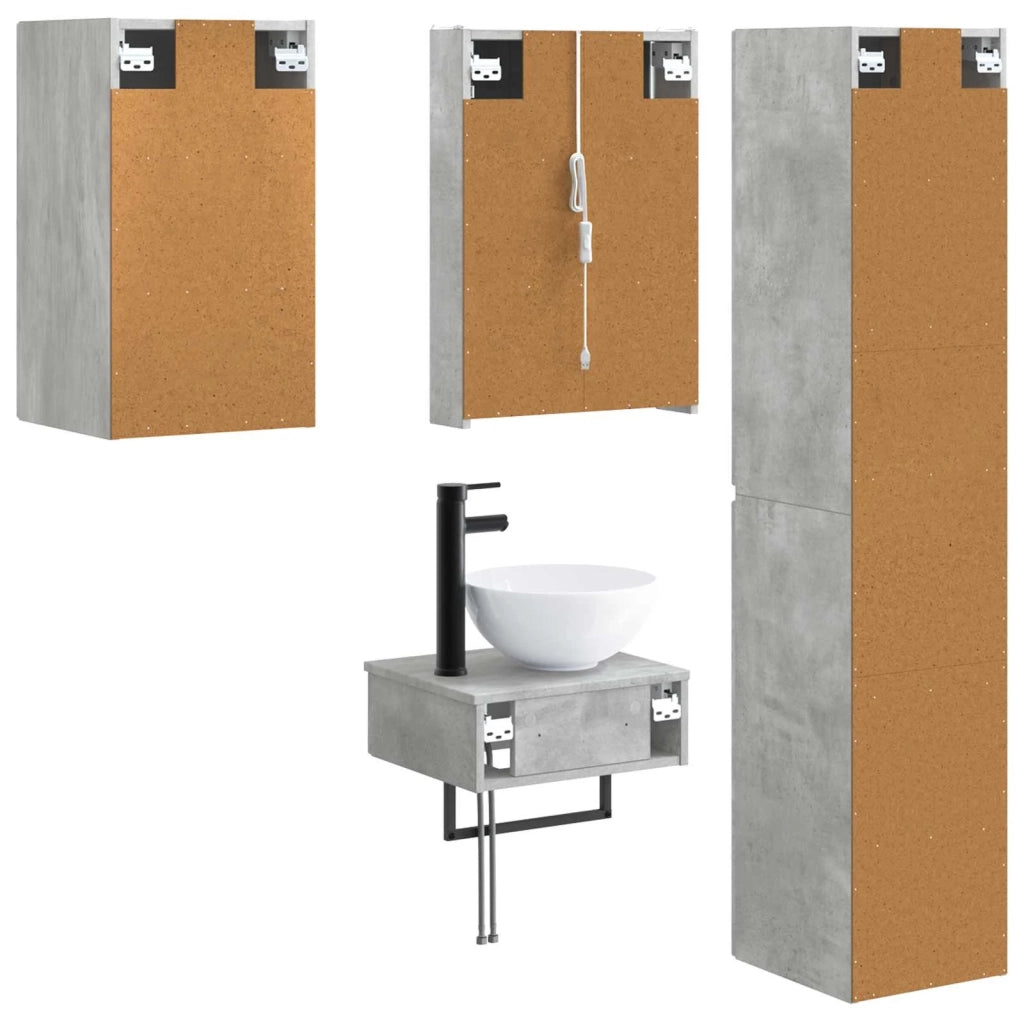 Set di mobili per il bagno 5 pcs Grigio Cemento 3407258