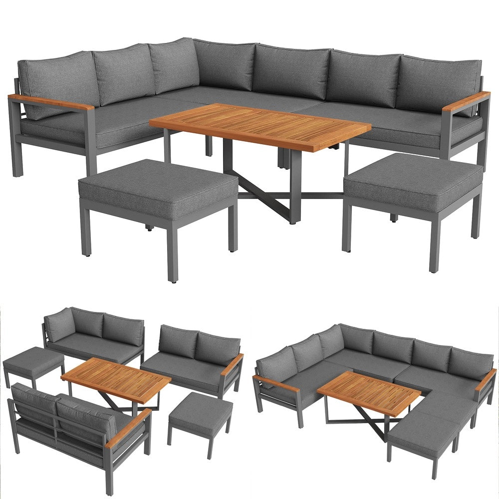 Set Salotto da Giardino 7-8 Posti ¨C Xylo ¨C Metallo Zincato, per Balcone e Terrazza