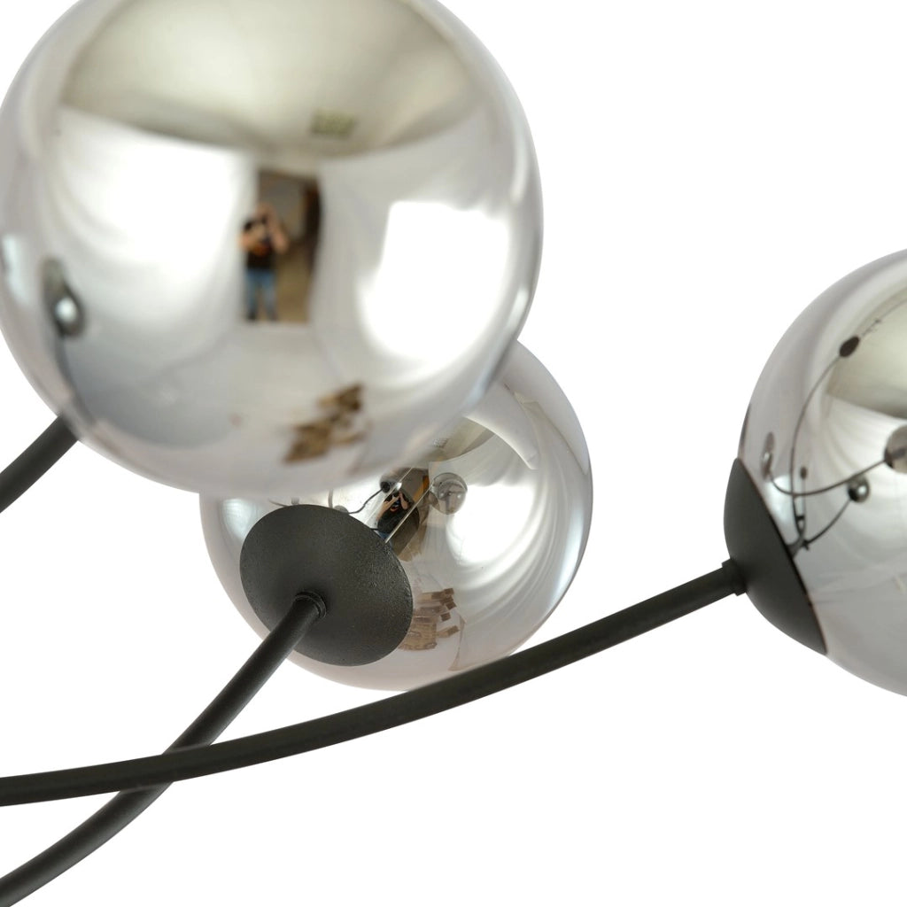 Plafoniera Emibig Hunter 4 luci E14 nera cromo vetro