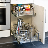 Cassetto Telescopico Cucina 50cm Cestello Mensola Estraibile Salvaspazio Acciaio