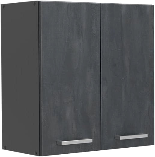 Pensile da cucina R-Line, Calcestruzzo nero, 60 cm, per la libera combinazione all'interno di sistemi cucina modulari