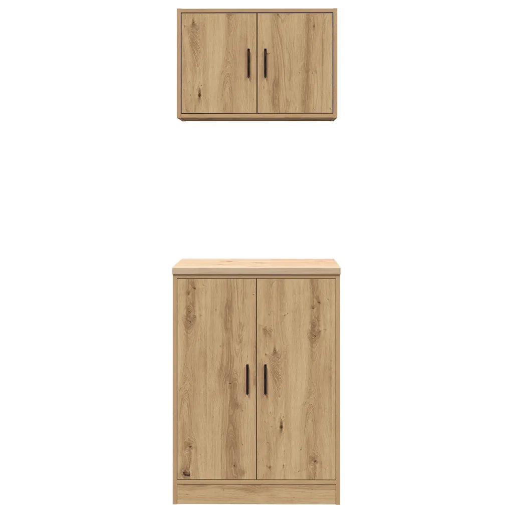 Armadi da Garage 2 pz Rovere Artigianale in Legno Multistrato 3328313