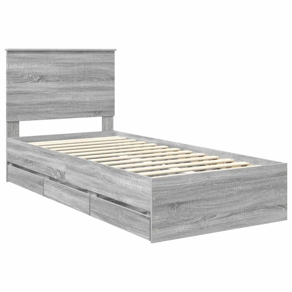 Struttura del letto con cassetto Grigio Sonoma 90 x 190 cm