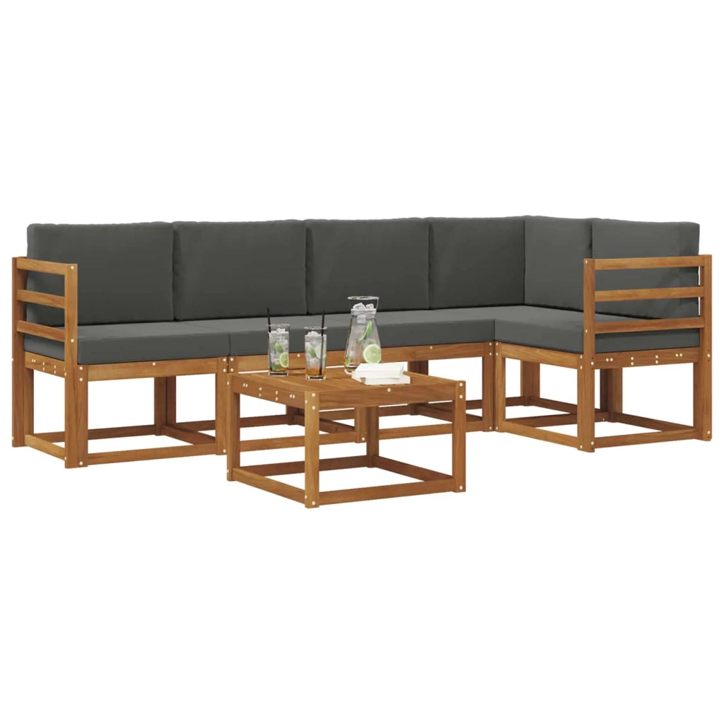 Set di divani da esterno con cuscino 6 pcs Naturale e Antracite