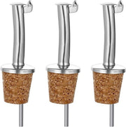 Fles da olie con 3 parti in acciaio inossidabile con tappo con chiusura, adatto per bottiglie, naturale gomma di caucho, vino, alcolico, olio d'oliva, aceto, senza bolle per cucina, bar, ristorante e hotel.