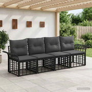 Set di divani da esterno 4 pz Nero e Grigio scuro Poliestere 3437637