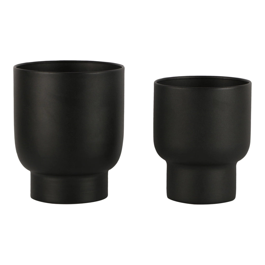 Set di 2 Vasi per Piante Fulda, Nero, Metallo, 14x14x16 cm
