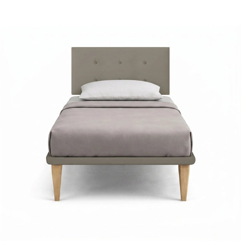 Letto imbottito Piazza e mezzo 120x200 cm Button - Similpelle,Cappuccino,Con rete