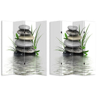 Paravento Separe 4 Pannelli Stampa Fronte Retro Pietre e Bamboo ZEN 180 x 160 cm