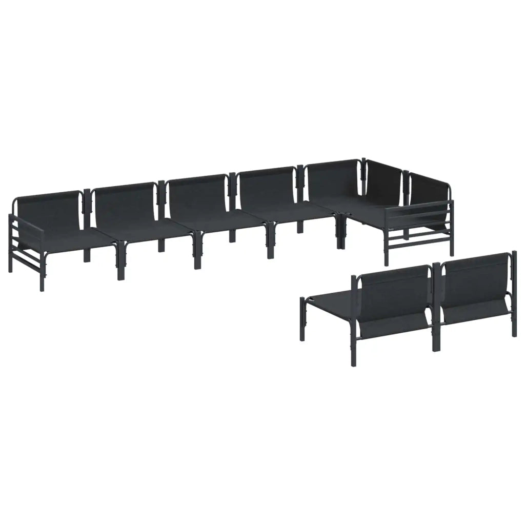 Set Divano da Giardino con cuscino 8 pcs Nero Acciaio 3378994