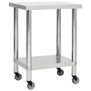 Tavolo da lavoro da cucina con ruote 80 x 45 x 85 cm acciaio inox 02_0001916