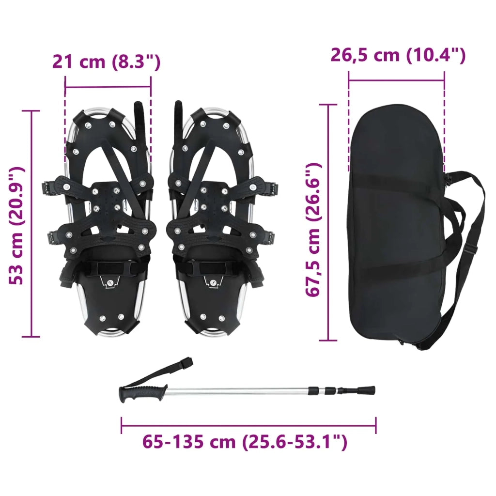 Racchette da neve 3 in 1 con bastoni da trekking Argento e Nero CFW8721120