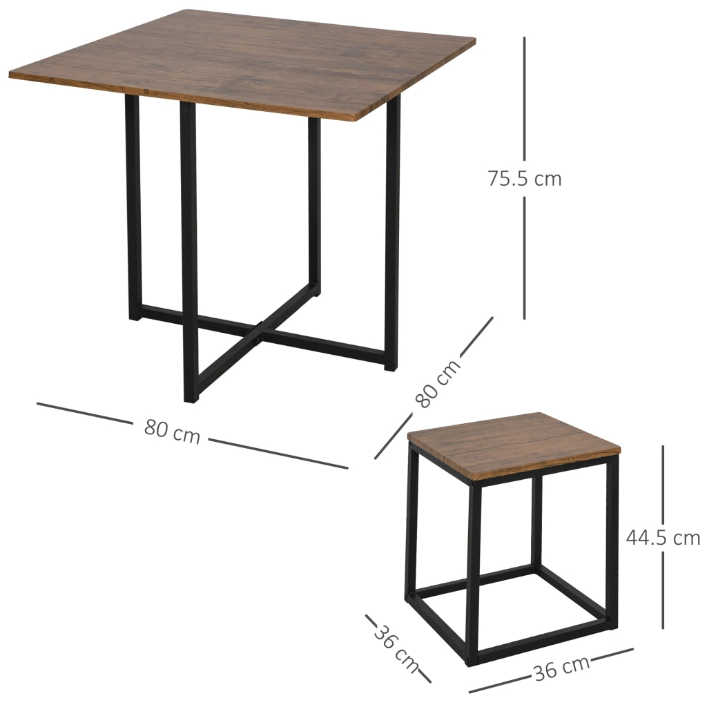 Set 5 Pezzi Sedie Tavolo Sala da Pranzo Moderne in Stile Industriale, Legno e Metallo, Nero e Color Legno