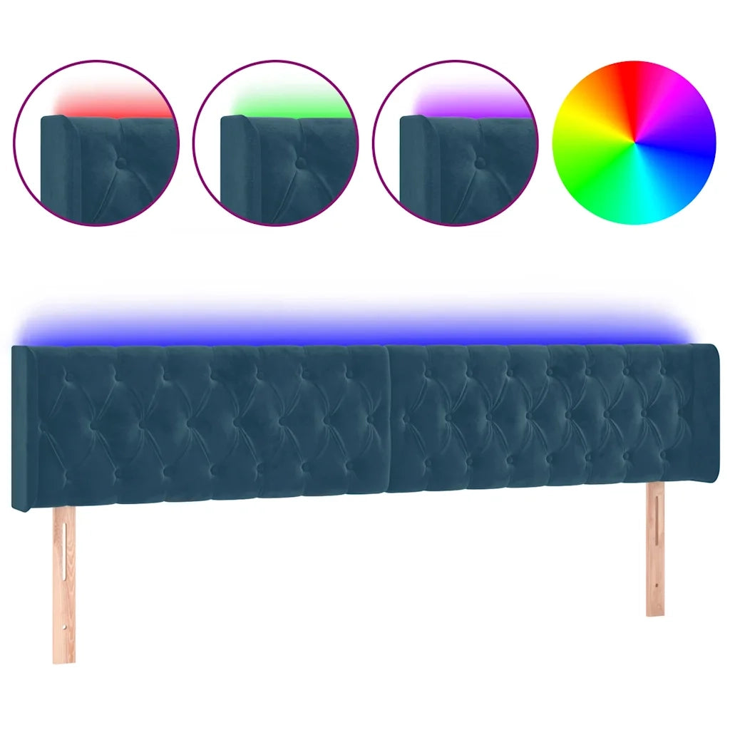 Testiera a LED-Testata con LED Blu Scuro 183x16x78/88 cm in Velluto 883934