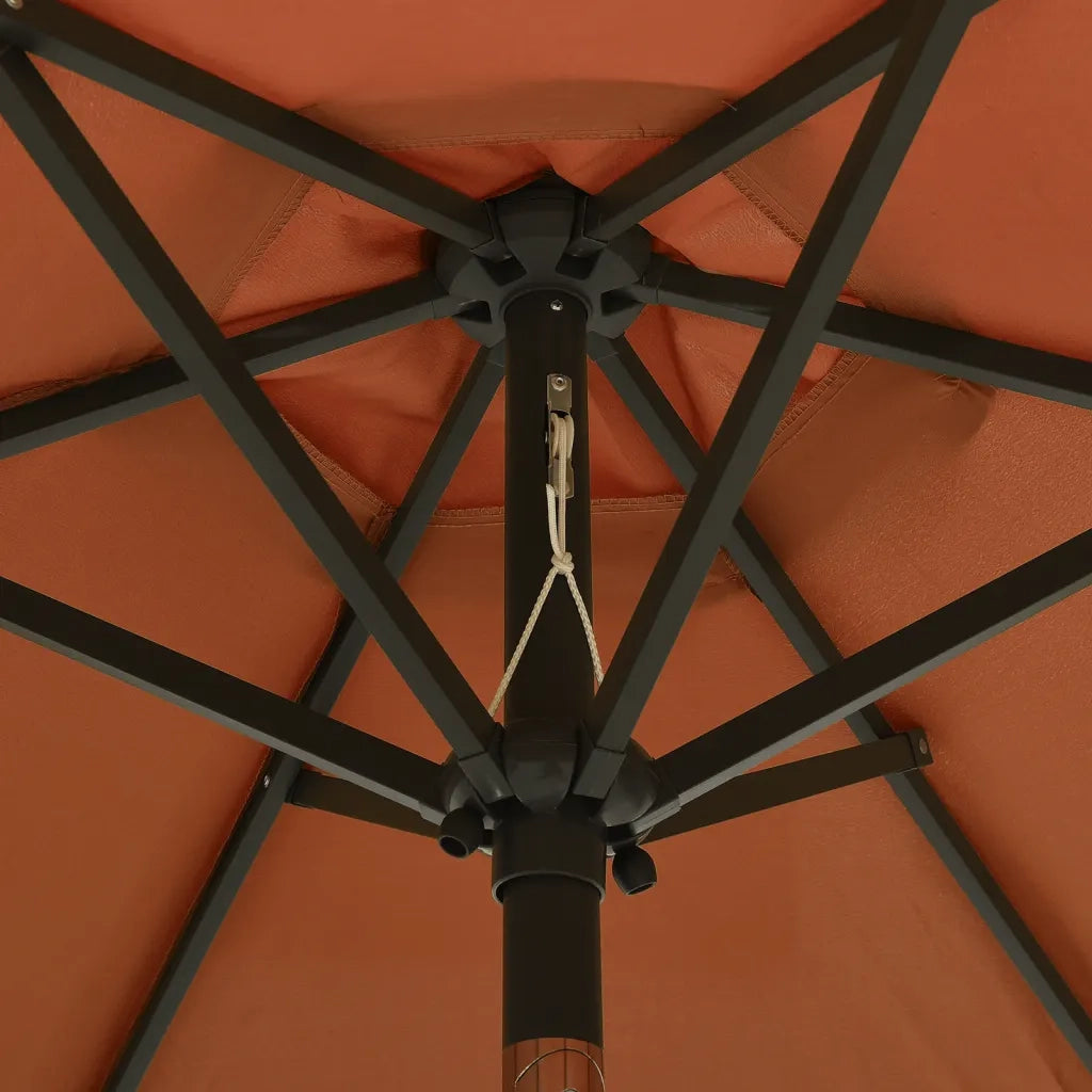 Ombrellone con Luci LED-Ombrello da giardino Terracotta 200x211 cm in Alluminio