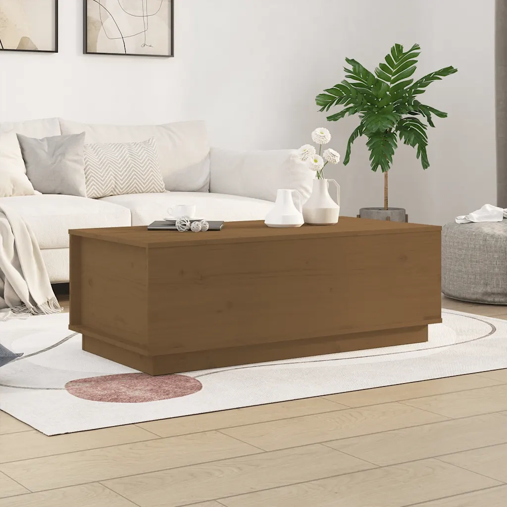 Tavolino da Salotto ambra 100x50x35 cm Legno Massello di Pino 813423
