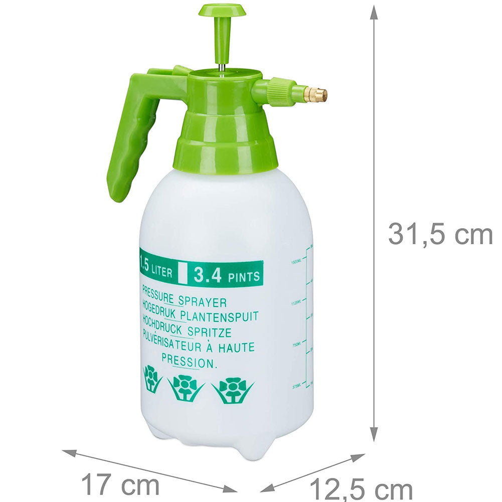 Spruzzatore a Pressione 1,5 Lt Ugello Regolabile in Ottone da Giardino Pesticidi