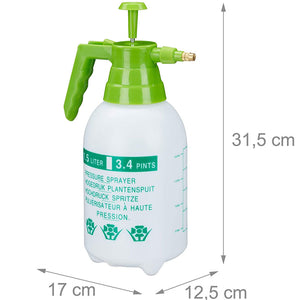 Spruzzatore a Pressione 1,5 Lt Ugello Regolabile in Ottone da Giardino Pesticidi