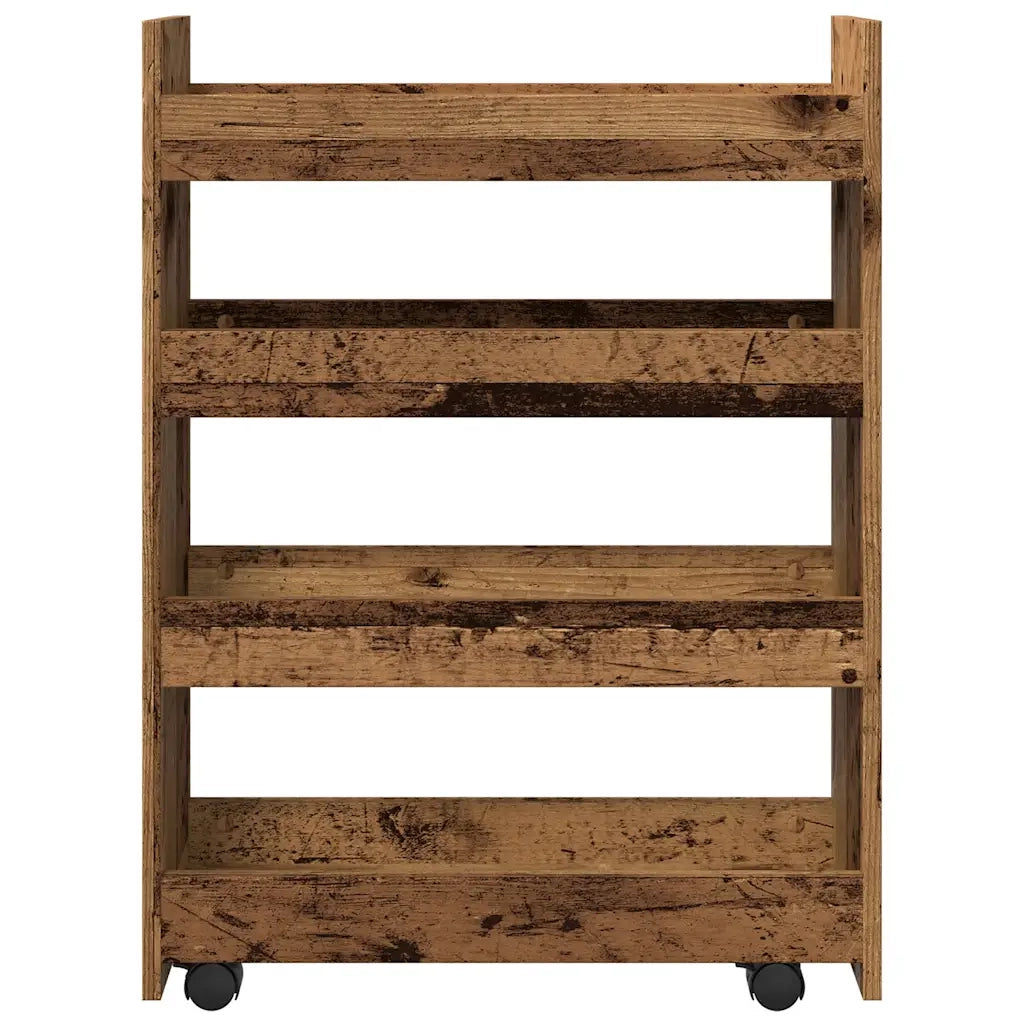 Carrello Stretto a 4 Livelli Legno Antico in Truciolato 855266