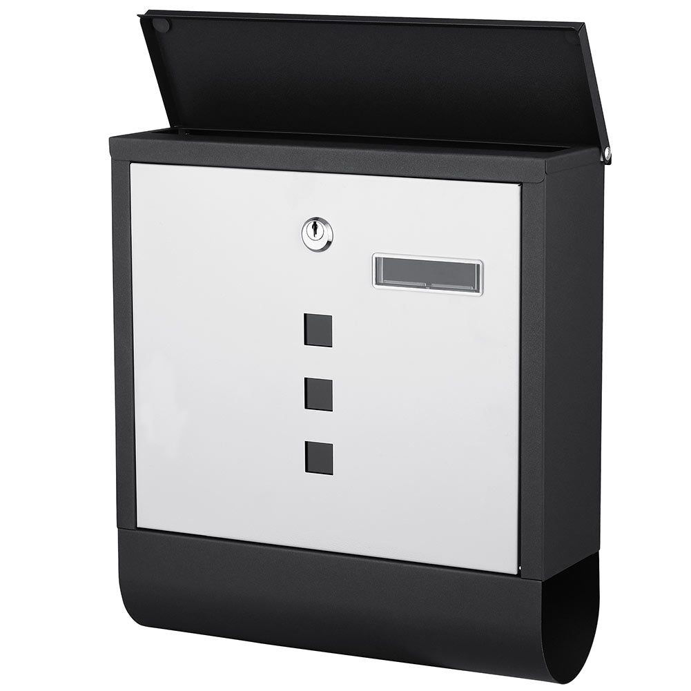 Cassetta Postale Acciaio Buca Lettere Posta Esterno Porta Giornale Bianco Nero