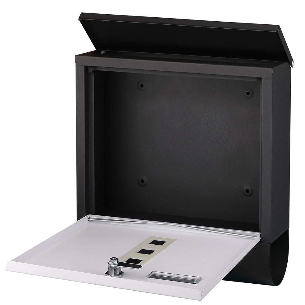 Cassetta Postale Acciaio Buca Lettere Posta Esterno Porta Giornale Bianco Nero