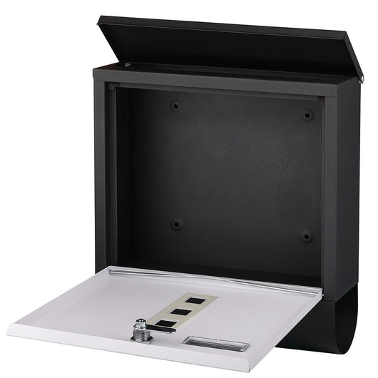 Cassetta Postale Acciaio Buca Lettere Posta Esterno Porta Giornale Bianco Nero